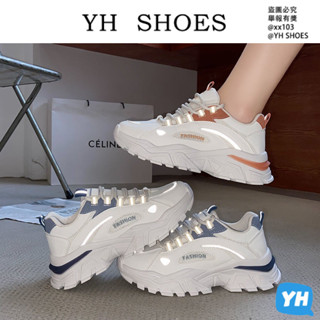 YH SHOES 女慢跑鞋跑步鞋女運動鞋女運動休閒鞋女運動鞋大尺碼老爹鞋 大尺碼運動鞋 35-44碼 透氣加大尺碼夜光慢
