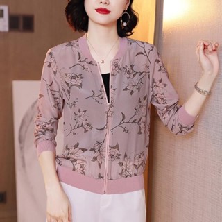 特價加大碼夏季氣質顯瘦雪紡印花外套休閒時尚防曬衫棒球服上衣女