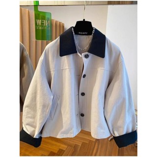 【Season Wardrobe】高階感翻領風衣外套女2025春季新款韓版寬鬆休閒百搭工裝夾克上衣