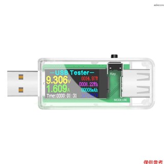 高精度彩屏USB充電器電壓電流電流表直流檢測器功率測試儀 透明色外殼