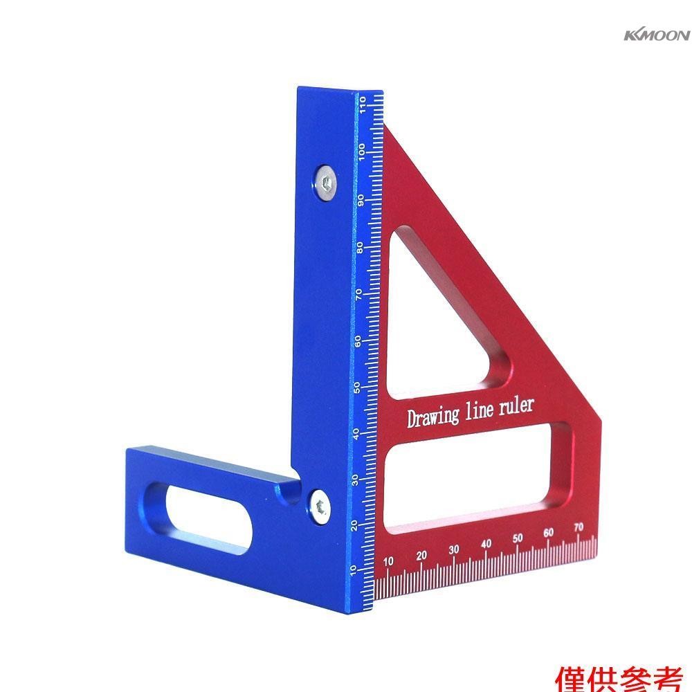 木工劃線尺 直角尺 角度尺 三角尺 劃線器 劃線規 角度器鋁合金尺 L藍三角紅