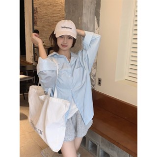 【Uni】韓國新品~夏日 慵懶休閒 條紋襯衫 寬鬆百搭 防曬襯衫 女生上衣