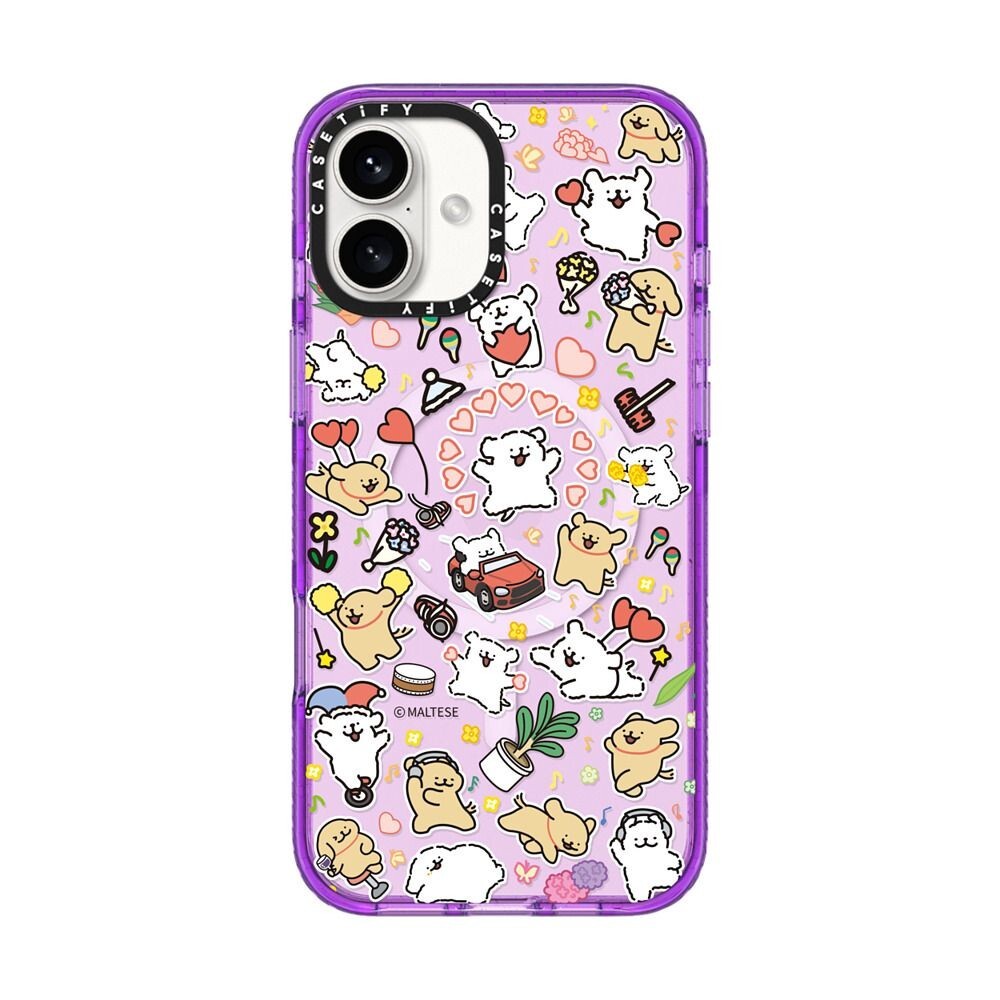 CASETiFY 保護殼 iPhone 16/16 Plus 黑白小狗貼貼 Maltese Stickermania Case