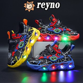 Reyno 童鞋男童新款 LED 發光卡通蜘蛛俠運動鞋兒童男孩軟底