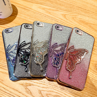 豪華流沙蝴蝶手機殼適用於 Apple iPhone 6 6s Plus iPhone6 Plus 閃光粉色黑色紫色銀色藍
