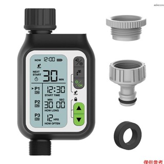戶外園林灌溉控制器 花園自動澆水定時器 大屏智慧灌溉澆花器 3種定時模式 雨水感應 弱電保護 兒童鎖保護 不帶電池出貨