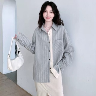 衣時尚 外套 上衣 襯衣 長袖外套 S-2XL 全新原布寬鬆拼接條紋長袖襯衫設計感襯衣外套上衣MC022-9005.