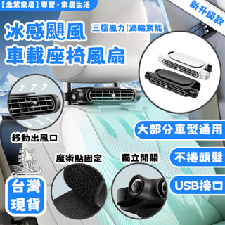 【光嶼家居】後座車載風扇 USB車載無葉散熱風扇 三擋調速汽車風扇 車用電風扇 車內風扇 後座風扇 車用雙頭風扇 車載