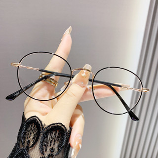 時尚新款圓形個性防藍光眼鏡架復古女士透明金屬簡約潮流眼鏡框流行電腦遊戲手機眼鏡