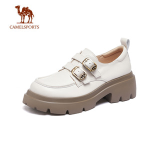CAMEL SPORTS駱駝 樂福鞋 女英倫風厚底深口單鞋 休閒百搭小牛皮鞋