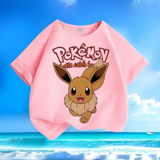 寶可夢衣服 皮卡丘 t恤 pokemon 伊布 純棉 短袖 超夢 甲賀忍蛙 帝牙盧卡 兒童短袖上衣