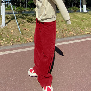 Incerun 男士韓版休閒純色寬鬆秋季燈芯絨長褲