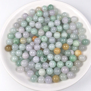 宏雲Hongyun-jf-(5pcs)- 緬甸玉翡翠A貨冰糯種三彩色圓珠散珠玉石玉器配飾直播間熱賣批發
