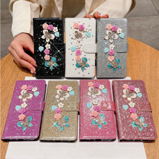 3D蝴蝶花皮套 三星S10 plus S9 S8 S7 Edge手機殼 三星A7 a6 A9 2018支架插卡防摔保護套