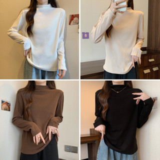 M-4XL 半高領德絨針織打底衫 中大碼上衣女 修身顯瘦上衣 內搭外穿毛衣 套頭衫 半高領上衣 針織衫 梨形身材