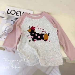 Smile Kids 女童長袖 臺灣出貨 女童可愛長袖T恤春秋季新款百搭圓領洋氣打底卡通T恤兒童上衣