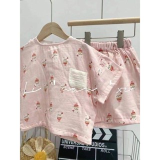 🌈Smile Kids🌈女童睡衣 臺灣出貨 兒童睡衣女童2024新款短袖空調服小女孩夏季家居服套裝兒童睡衣