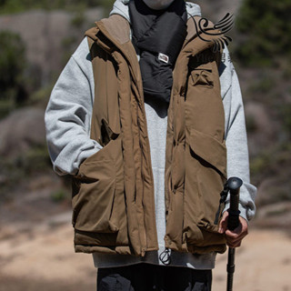 YLIE 日系CityBoy大口袋工裝馬甲 馬甲羽絨服外套 麵包服 冬天馬甲 夾棉背心 學生棉服 冬季保暖棉服 外套男