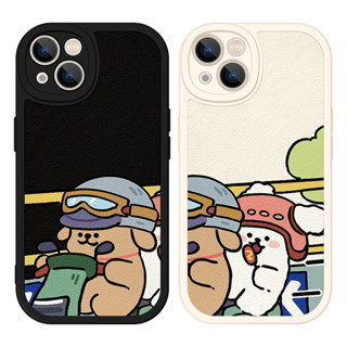 機車兜風線條小狗情侶手機殼適用iphone15蘋果14promax可愛13本命年11小米14華為mate60全包vivo