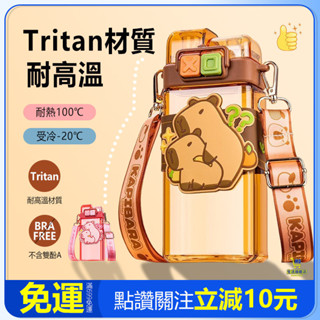 🔥【24h 現貨】🔥卡皮巴拉水壺 水豚君水壺 大容量水杯 tritan進口材質 650ml 大容量水壺 可愛 吸管水壺