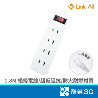 Link All A214-6 一開四插家用延長線 1.8M (2孔) 15A 2孔延長線 酷弟3C