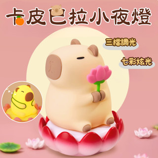 卡皮巴拉 小夜燈 水豚小夜燈 七彩 可愛 寶寶夜燈 交換禮物 拍拍燈 氣氛燈 床頭燈 夜燈 生日禮物✠