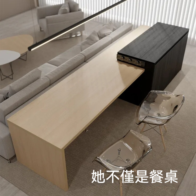 壹加家具✨客製島台 ❗ 吃飯桌子 餐邊櫃 茶水櫃 錯位中島臺 餐桌導臺 家用輕奢吧台 茶桌 廚房置物桌 原木風餐桌一體