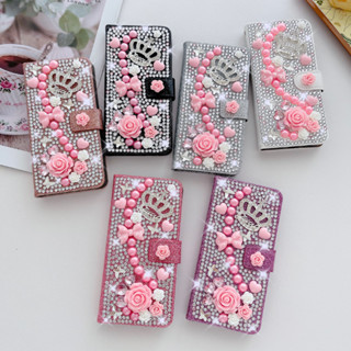 3D皇冠珍珠皮套 三星S10plus S9 S8 S7 Edge手機殼 三星a7 a6 A9 2018支架插卡防摔保護套