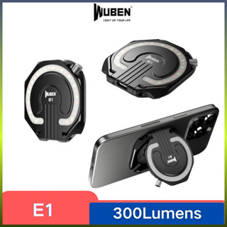Wuben E1 EDC 迷你手電筒,可充電 300 流明 LED 自拍燈便攜式手機環形燈,3 種燈光模式磁性袖珍手電筒