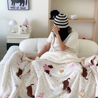 麵包臘腸超柔牛奶絨羊羔絨印花加厚毛毯 可愛卡通毯子 嬰童/兒童/單人/雙人毛毯 披肩毯 車用毯 沙發毯 冷氣毯 加厚蓋毯