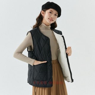 秋冬季女士保暖背心馬甲外套 加大碼女外套 加絨坎肩女款羊羔毛外套 休閒拉鏈鋪棉馬甲外套【壹米】