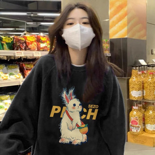 M-3XL 大尺碼黑色加厚無帽寬鬆衛衣女秋季新款oversize寬鬆薄款外穿上衣