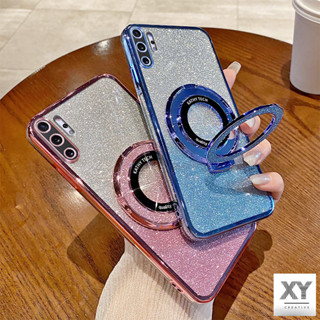 SAMSUNG 磁環支架三星 Note 10 Pro Note 10 Plus Note 10 豪華電鍍閃光盒透明保護套