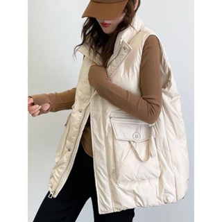 胖胖美依 防風外套 加厚保暖外套 羽絨棉服 馬甲外套 中大碼M-3XL 新款羽絨棉馬甲女韓版寬鬆外套馬夾坎肩-1745.
