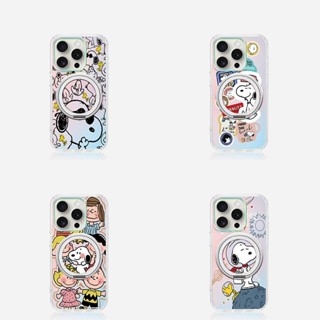 適用iPhone16 Pro max/16 plus手機殼蘋果15/14/13/12/11史努比360旋轉磁吸支架保護殼