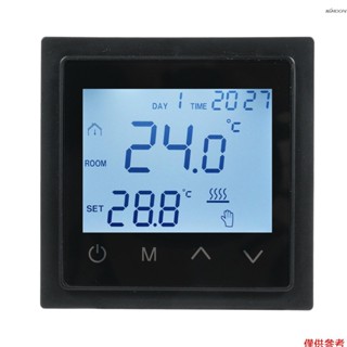 (有頻道) 智慧面板數顯溫控器 家用地暖溫度控制 電纜電暖採暖 電暖控制器 帶LED觸控式螢幕 NTC溫度傳感器 支援溫度切