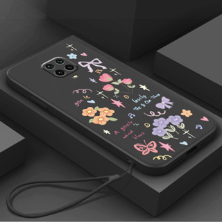 外殼 redmi note 9 pro redmi note 9s 手機殼時尚花朵蝴蝶帶掛繩美學矽膠TPU軟殼少女新款防
