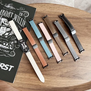 適用小米手環8代智慧手環腕帶 Mi9平紋皮質摺疊磁吸扣手錶帶小米手環9錶帶Xiaomi8錶帶小米8手環替換腕帶小米9錶帶