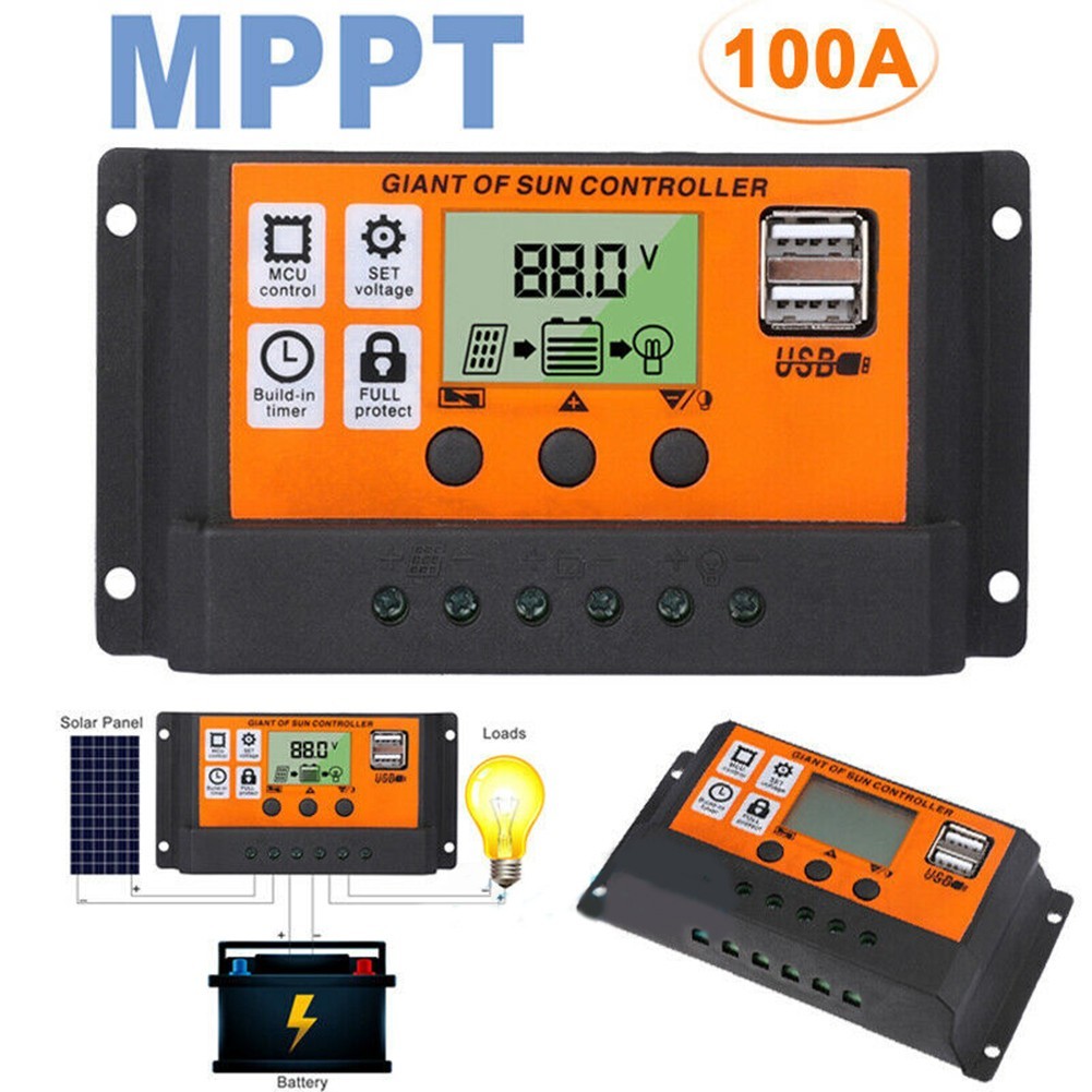 現貨好❤️Mppt PWM太陽能充電控制器太陽能電池板電池穩壓器雙USB端口