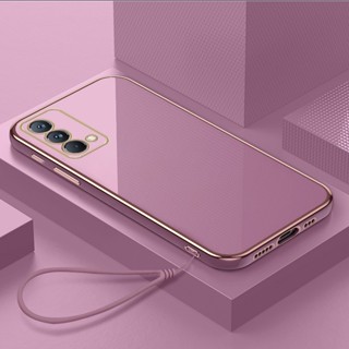 適用於 OPPO Realme GT Master / GT2 Pro 可愛風格馬卡龍色電鍍掛繩 TPU 軟殼的外殼