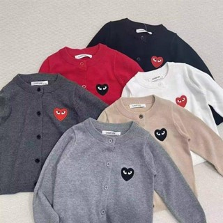 Smile Kids 兒童外套 臺灣出貨 日系春秋薄款2024男女兒童寶寶針織小眼睛愛心毛衣開衫空調衫潮
