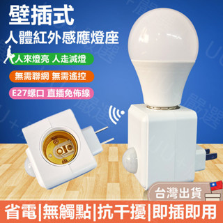 桃園現貨💡升級款人體感應燈座 即插即用 E27燈泡智慧感應燈座 智慧燈頭 雷達燈頭語音燈頭 人來燈亮 感應靈敏 無線燈座