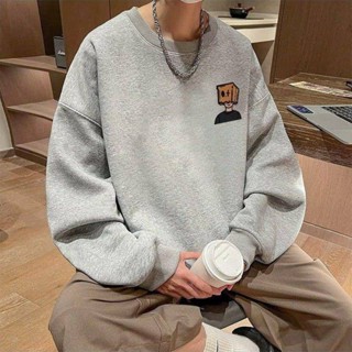NANS 臺灣現貨 大學T 港風男士圓領美式衛衣秋冬潮流潮牌寬鬆新款套頭上衣休閒長袖外套