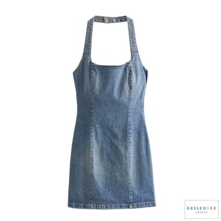 [ BELLERiNE select ] 嚴選 牛仔吊帶迷你裙洋裝 denim mini dress