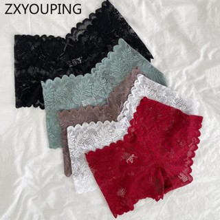 Zxyouping蕾絲內褲女鏤空刺繡性感透明內衣中腰輕薄無縫內衣s-xl