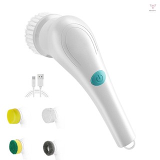 手持式電動旋轉洗滌器多功能無繩清潔刷套件 IPX7 防水帶 5 個可更換刷頭,適用於家庭廚房浴室牆壁地磚餐具鞋玻璃