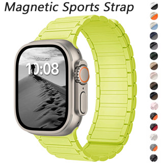 磁性運動錶帶矽膠錶帶相容 Apple Watch Ultra 2 49mm 46MM 45mm 44mm 42mm 38