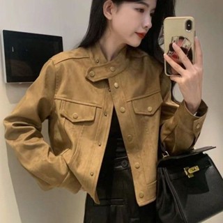 💖臺灣出貨💖 春秋外套 鹿皮絨外套女 秋冬新款韓版皮絨外套女 寬鬆顯瘦短款長袖夾克上衣潮 時尚百搭夾克外套