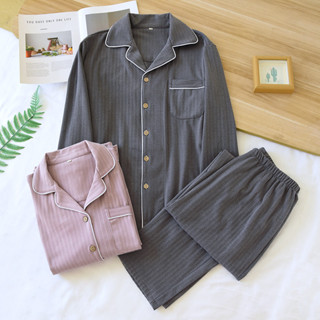 【現貨】保暖德絨情侶睡衣男女士冬季薄絨長袖保暖家居服春秋季加厚家居服套裝