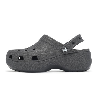 Crocs 涼鞋 Classic Platform Glitter 女鞋 黑 卡駱馳 厚底增高 207241001
